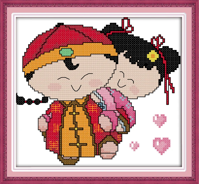 

The Golden Couple carrying wife cross stitch kit people 18ct 14ct 11ct count print canvas stitches embroidery DIY handmade plus
