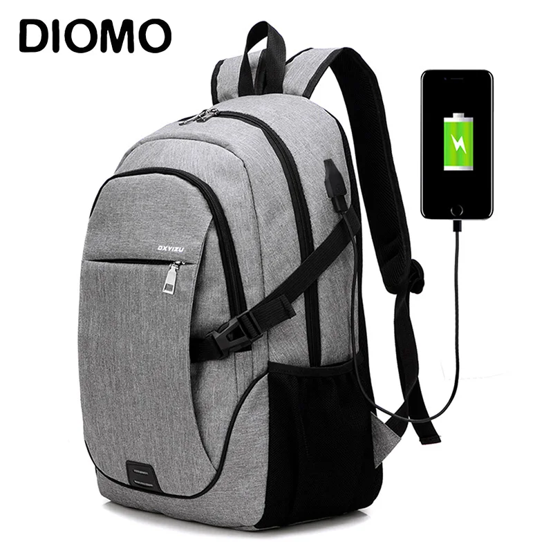 DIOMO новинка 2020 мужской рюкзак с зарядкой через usb большой емкости для ноутбука