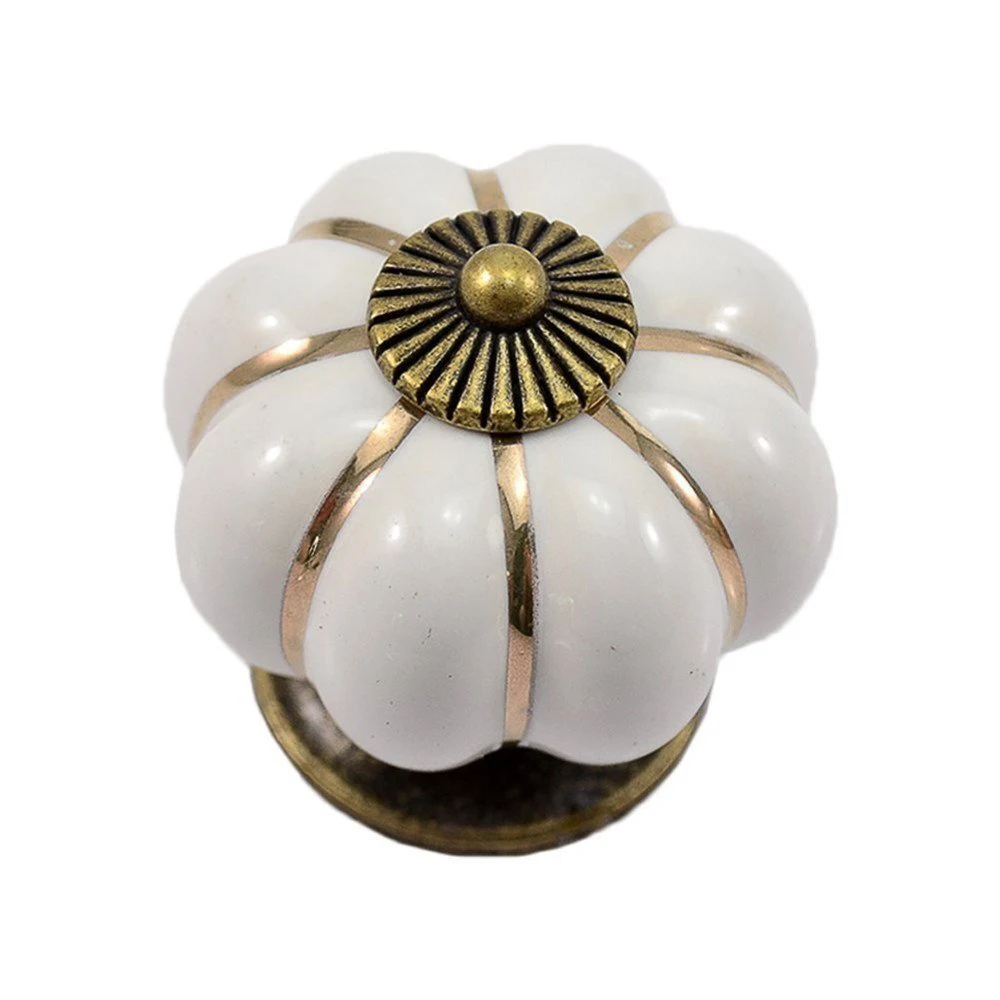KSOL 12Pcs Pumpkin Zinc Ceramic Door Knobs Drawer Pull Handle Kitchen Cabinet Cupboard Wardrobe White | Обустройство дома