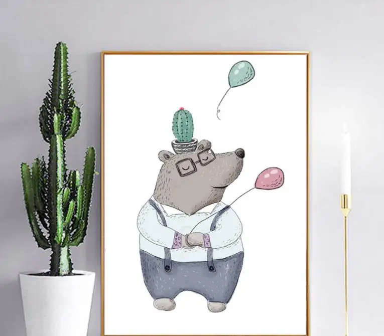 

Cartoon Bear Cute Animal Poster Painting Canvas Art Print Picture Wall Baby Room Children Bedroom Home Decoration