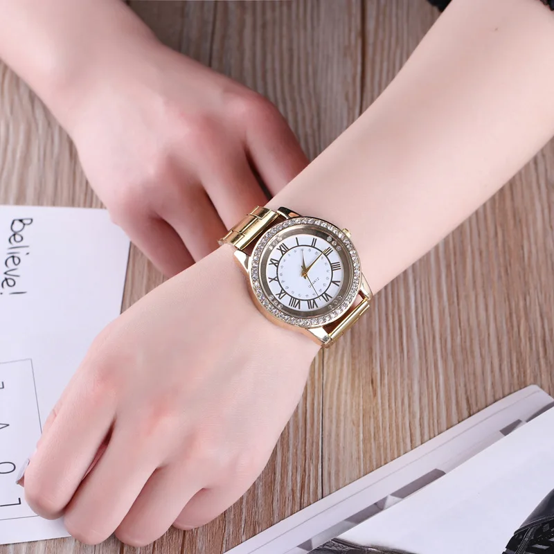 Роскошные розовое золото из нержавеющей стали женские часы Модные Повседневные