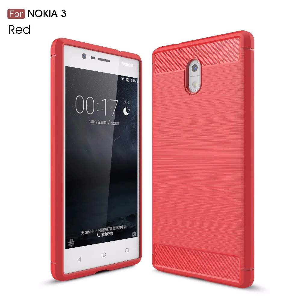 Чехол для Nokia 3 Углеродного Волокна Текстуры Щеткой Силикона Мягкой Обложке ТПУ