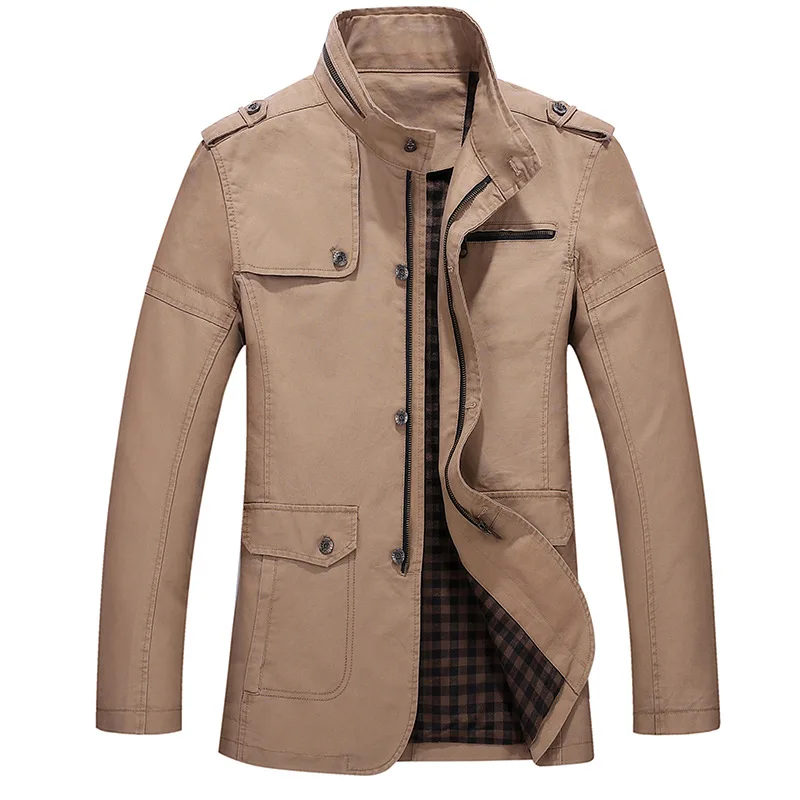 

Men fall new jacket collar washing cotton male thin coat