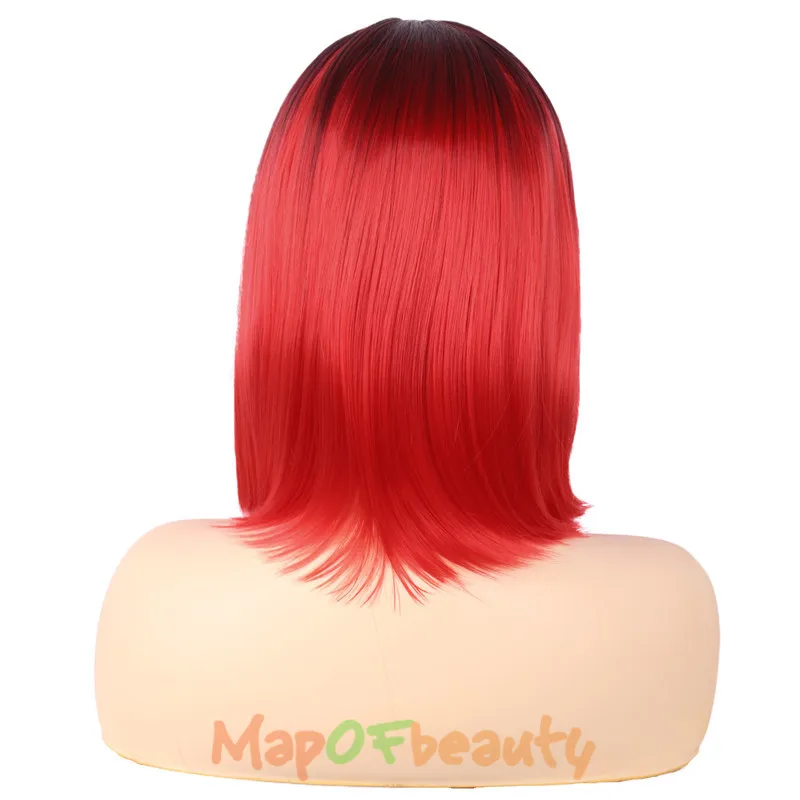 MapofBeauty 14 &quotчерный зеленый красный парик для женщин Боб короткий прямой косплея
