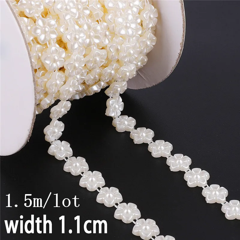1.1cm 1.5m 1-2 м/уп. мульти-Размер ABS имитация жемчуга бусины цепь отделка для DIY Свадебная вечеринка украшения ювелирных изделий фурнитура Ремесло АКСЕССУАРЫ - Цвет: 1.1cm 1.5m