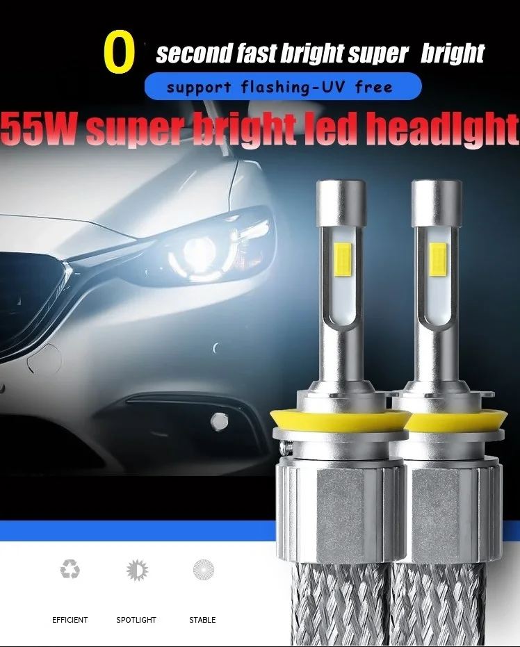 Dianshi 55 Вт 6600LM супер яркий автомобильный H7 H11 H4 9005 светодиодный головной светильник hb3 hb4 9006 h1 автомобиля светодиодный светильник 5500k