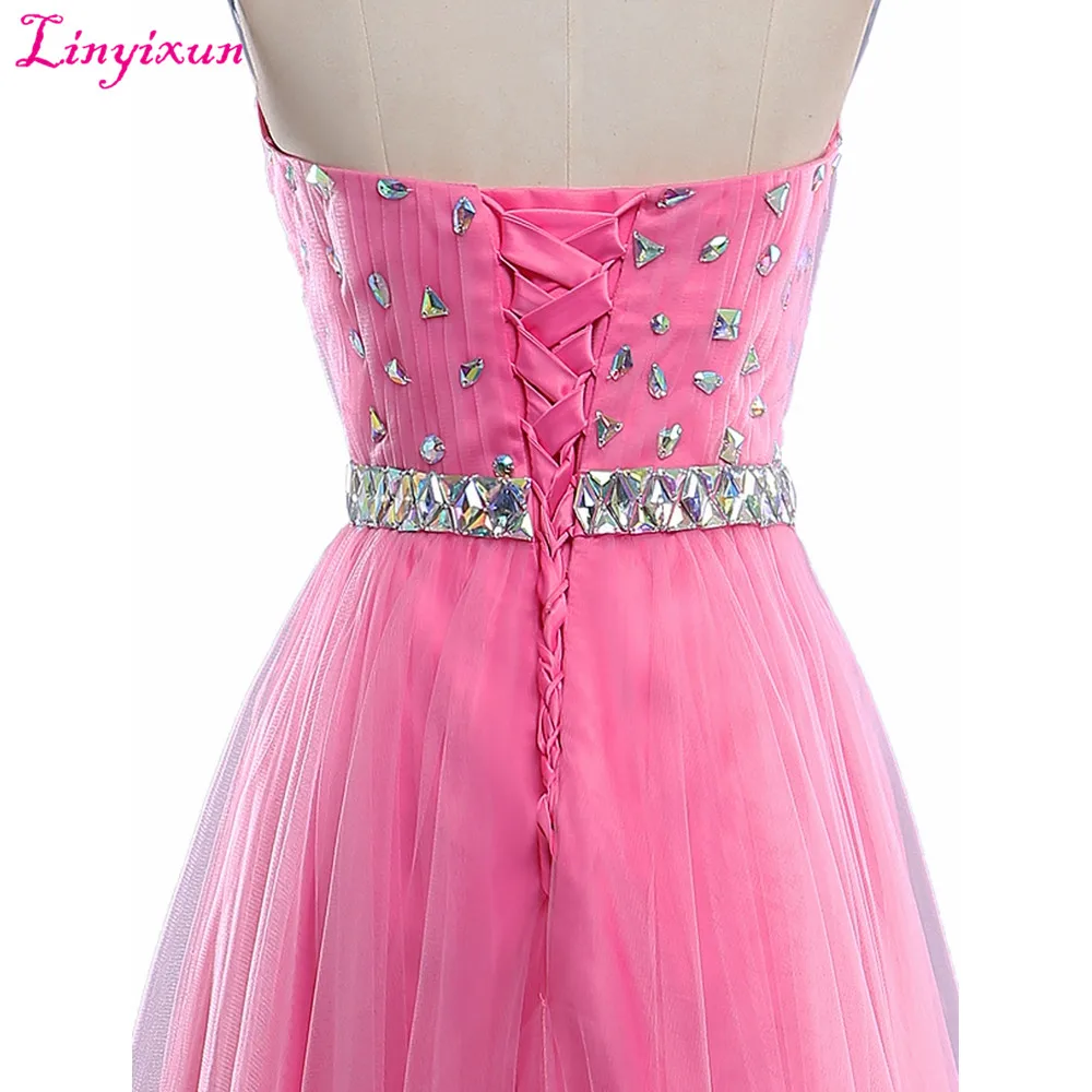 Linyixun реальное фото Новое поступление платья для выпускного вечера 2017 вышитое