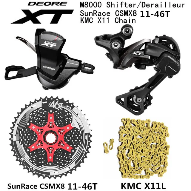 46T black X11L gold SHIMANO DEORE XT M8000 комплект горного велосипеда MTB 1x11-Speed 46T 50T SL+ RD+ CSMX8+ X11.93 M8000 переключатель заднего хода - Цвет: 46T black X11L gold