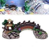 aquarium resin bridge landscape fish tank ornaments pavilion tree decoration wood color aquarium accessories