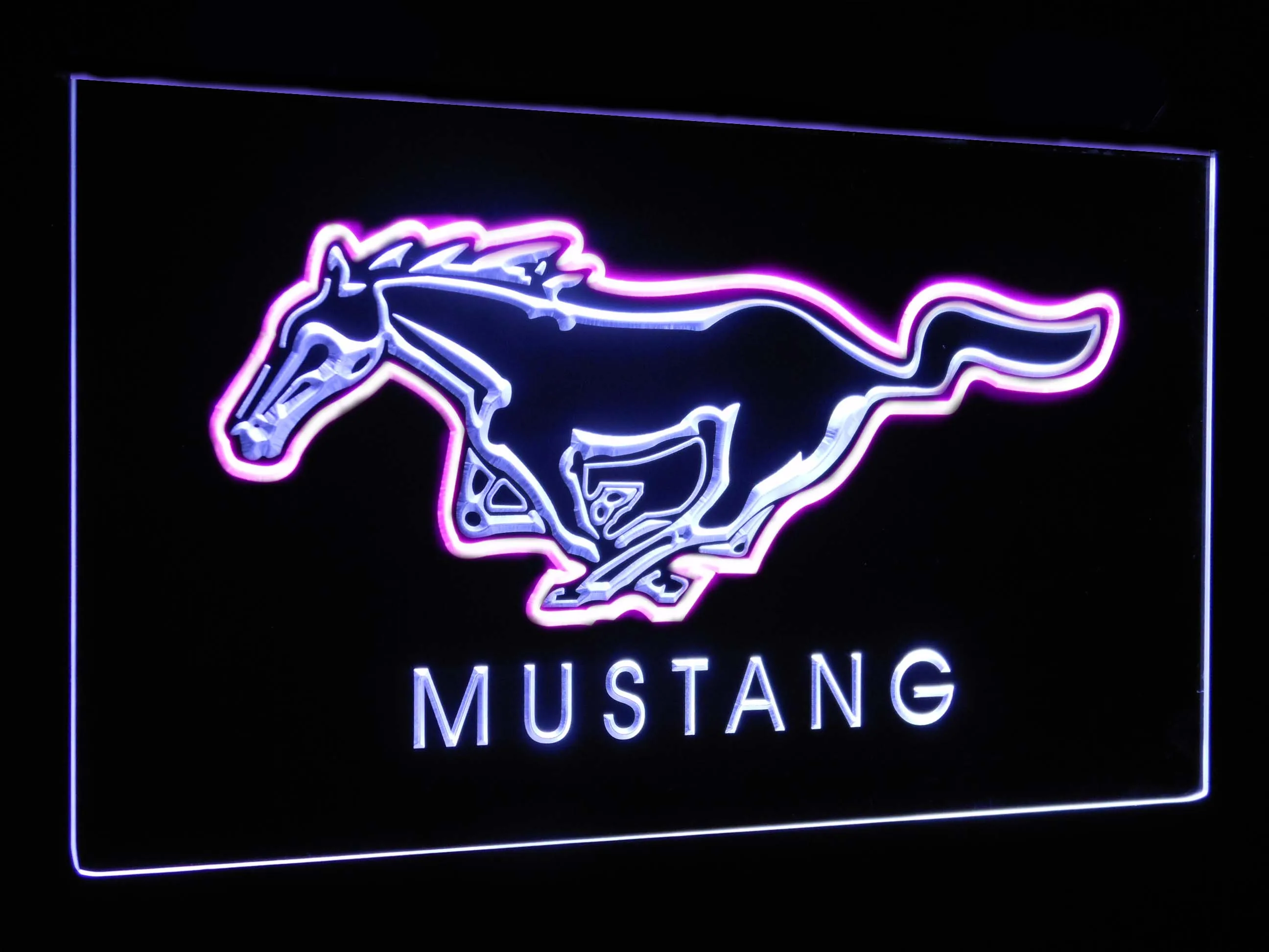 White and Purple Mustang Ford Horse автомобильный бар украшение подарок двойной цвет светодиодный неоновый светильник вывески st6-d0054 - Цвет: White and Purple