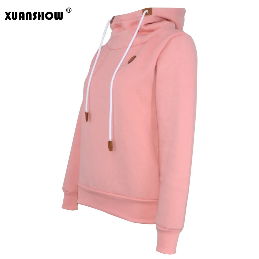 Женские хлопковые толстовки XUANSHOW теплые пуловеры с капюшоном и длинным рукавом