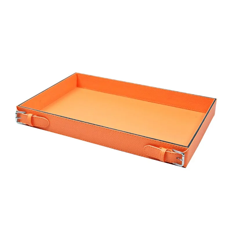 Free shipping Postmodern Simple Creative Handmade Leather Rectangular Pallet Arrangements Orange-red Model Room Soft Decorations | Дом и сад