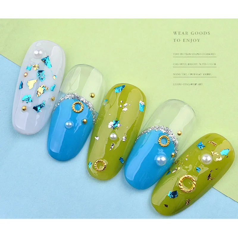 

6pcs/lot Gold Sliver Laser Nail Foil Transfer Glitter Nail Art Stickers Gel Polish Double-sided Beauty Nail Accessories Tools