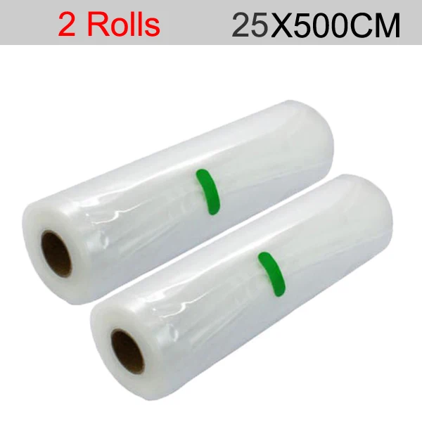 2roll25X500 Вакуумные пакеты для хранения пищевых продуктов, пакеты для вакуумного упаковщика, пакеты для хранения свежих продуктов, длительное хранение 12+ 15+ 20+ 25+ 28 см* 500 см - Цвет: 2roll25X500