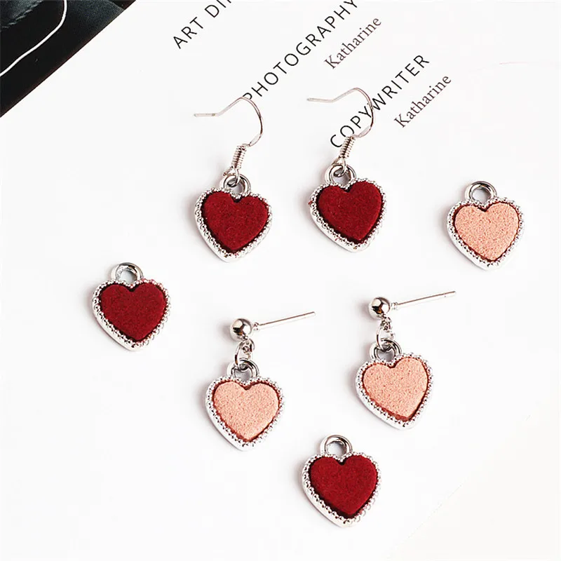 

Newest 13*16MM 50PCs 20Pcs Silver Tone Alloy Leather Lovely Heart Charms DIy Jewelry Ornament Accessories Earring Bracelet Charm