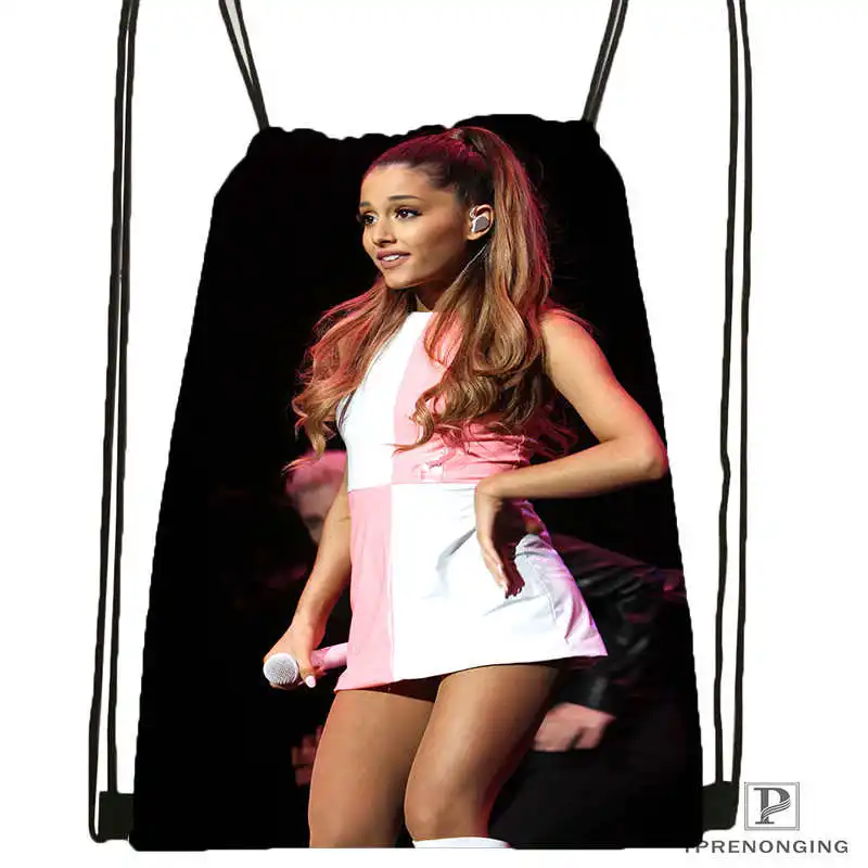Drawstring Backpack На заказ Ariana Grande#10 походная сумка на шнурке милый рюкзак для детей(черная спинка) 31x40 см#180531-02-42 - Цвет: Drawstring Backpack