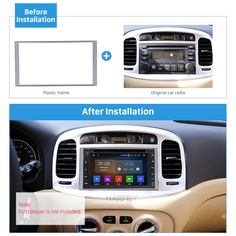 Harfey Fantastic Car Radio Fascia ДЛЯ HYUNDAI ACCENT 2008 2 Din аудиоплеер обшивка установка панель рамка