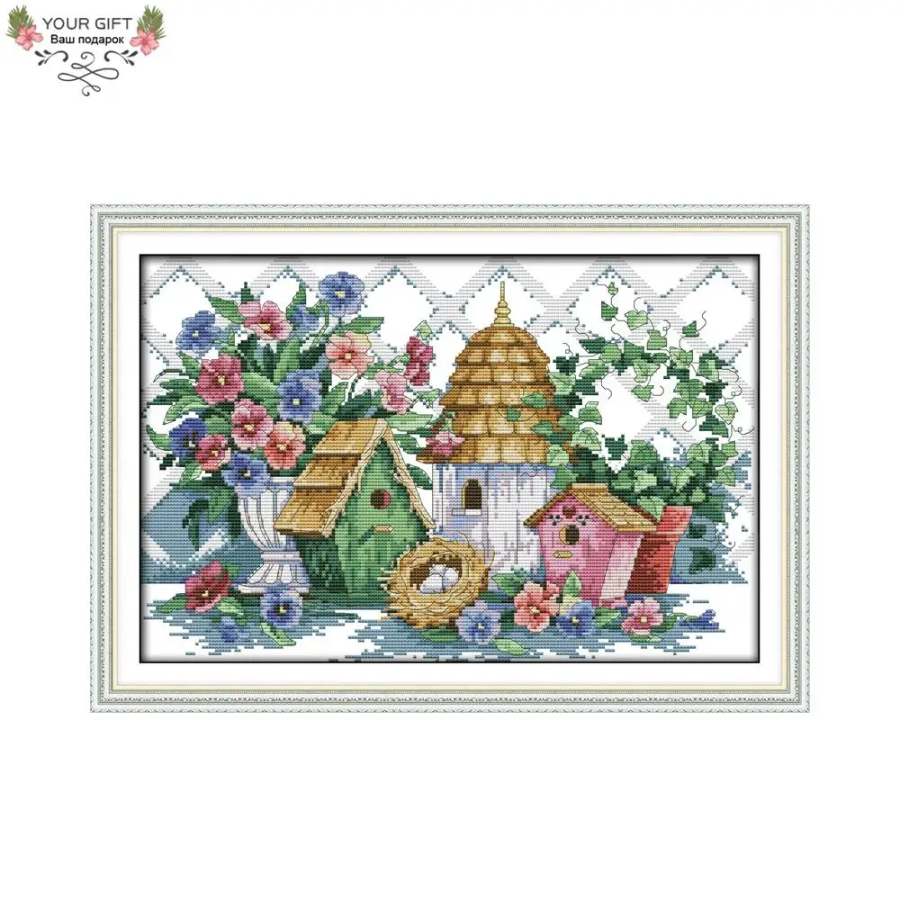 

Joy Sunday Bird's Nest Home Decor F655 14CT 11CT Counted Stamped Summer Home Needlepoints Embroidery Cross Stitch Kit