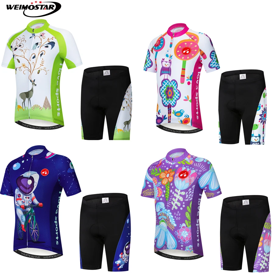 WEIMOSTAR Kids Cycling Jersey Pro Team Cute Cartoon Animal Planet Cycling Clothing Maillot Ciclismo Bike Jerseys Cycling Set