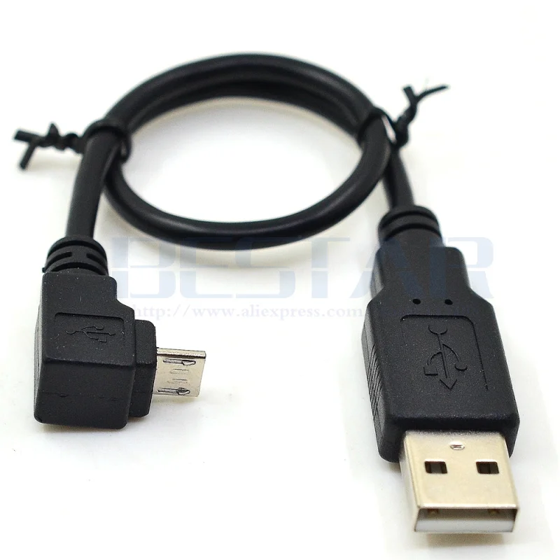 Вверх вниз влево вправо под углом 90 градусов USB Micro штекер к зарядный кабель 25 см 50