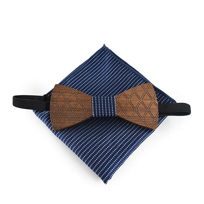 Мужской резной Свадебный галстук-бабочка с геометрической гравировкой