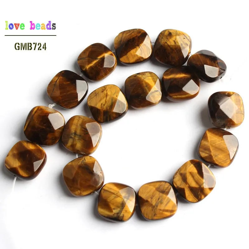 tiger eye 12*12 мм бусины из натурального камня граненые бирюзы Агаты Квадратные бусины для самостоятельного изготовления ювелирных изделий браслет 17 шт/прядь - Цвет: tiger eye