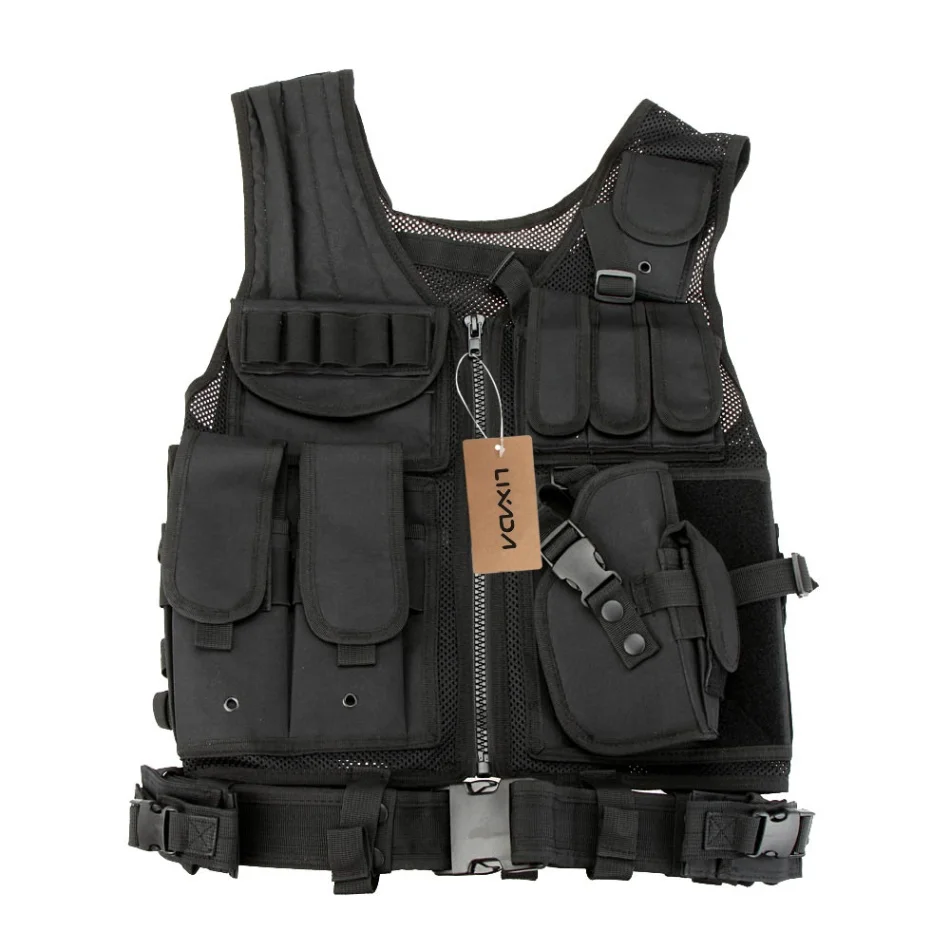 Vest-Black Lixada Открытый военный тактический армейский полиэстеровый страйкбольный военный игровой жилет для кемпинга походов охоты большой емкости тактический жилет - Цвет: Vest-Black