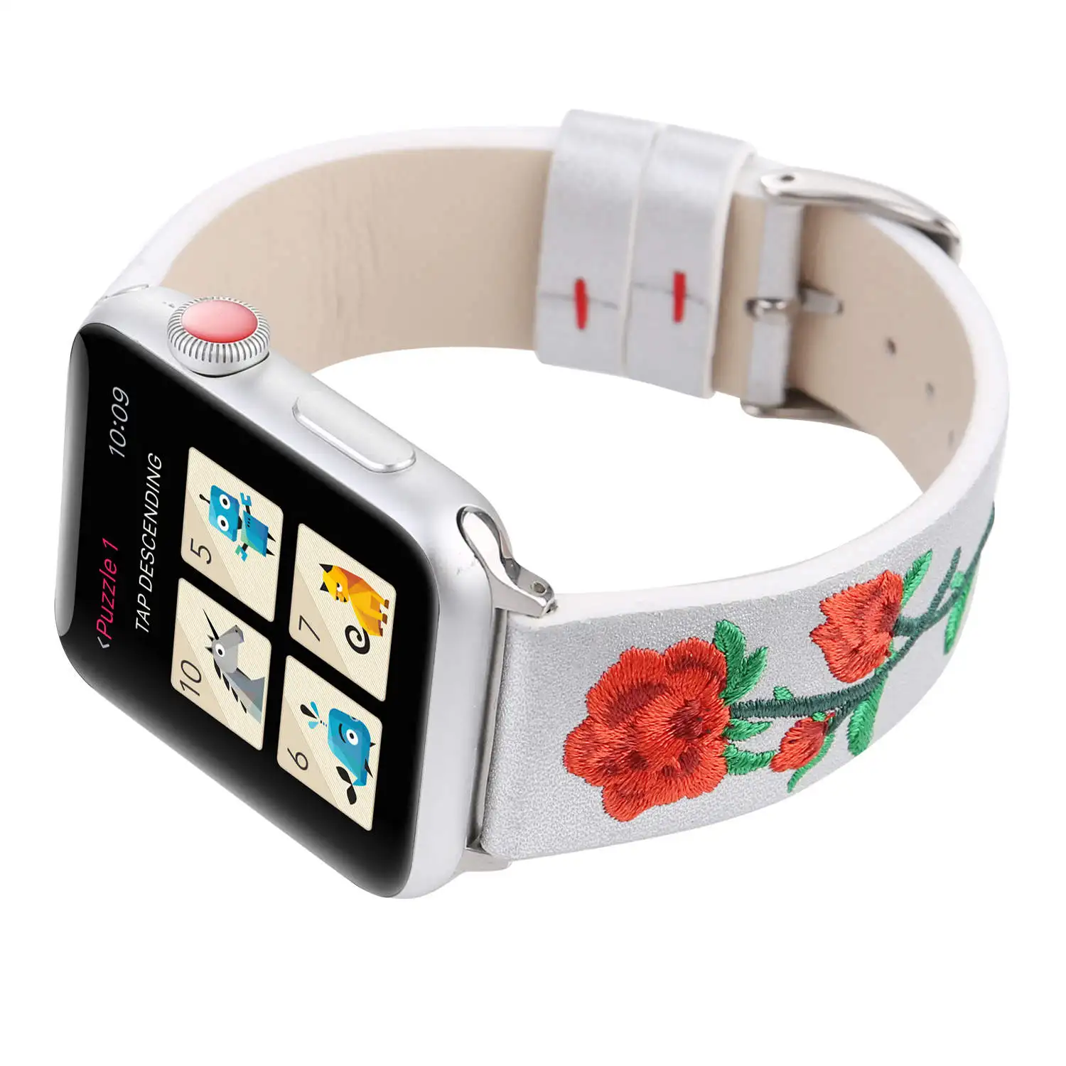 Браслет с красной розой для Apple Watch ремешок из натуральной кожи серии 1/2/3 iWatch