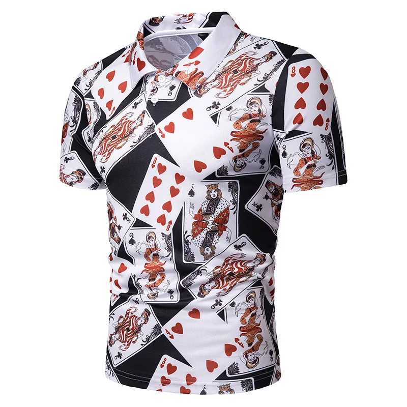 Мужская одежда летняя футболка с коротким рукавом и принтом в виде карты|Поло| |