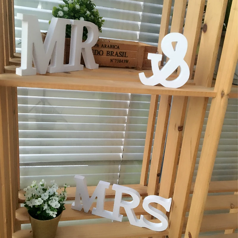 Деревянные буквы орнамент Mr & Mrs подарок на день рождения свадебный стол