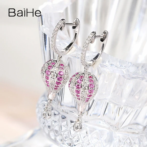BAIHE, 14 K, белое золото, 0.34ct, H/SI-SI3, Круглый,, настоящие натуральные бриллианты, обручение, модное, хорошее ювелирное изделие, подарок, серьги-гвоздики
