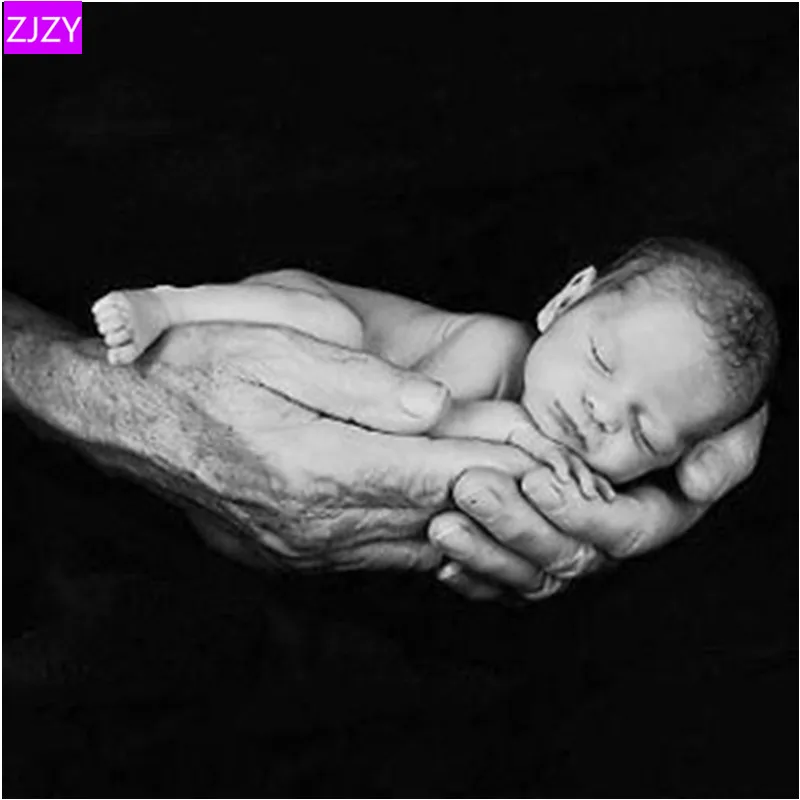 

ZJZY 5D Diy Diamond Mosaic New Products Baby Picture Round Rhinestone Diamond Painting Christmas Home Gift Decoration LY578