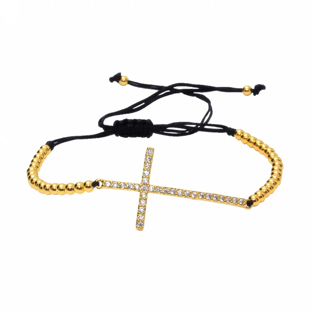 Классический стиль ювелирные изделия унисекс браслет с крестом микро закрепка