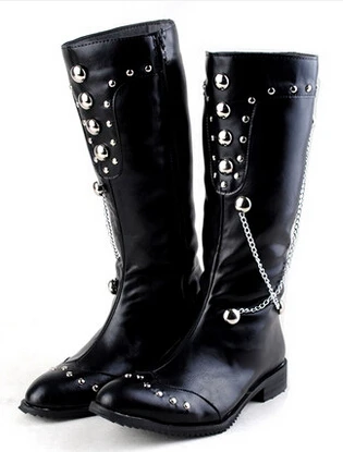 Сапоги стильных мужчин железная цепь производительность панк рыцарь указал