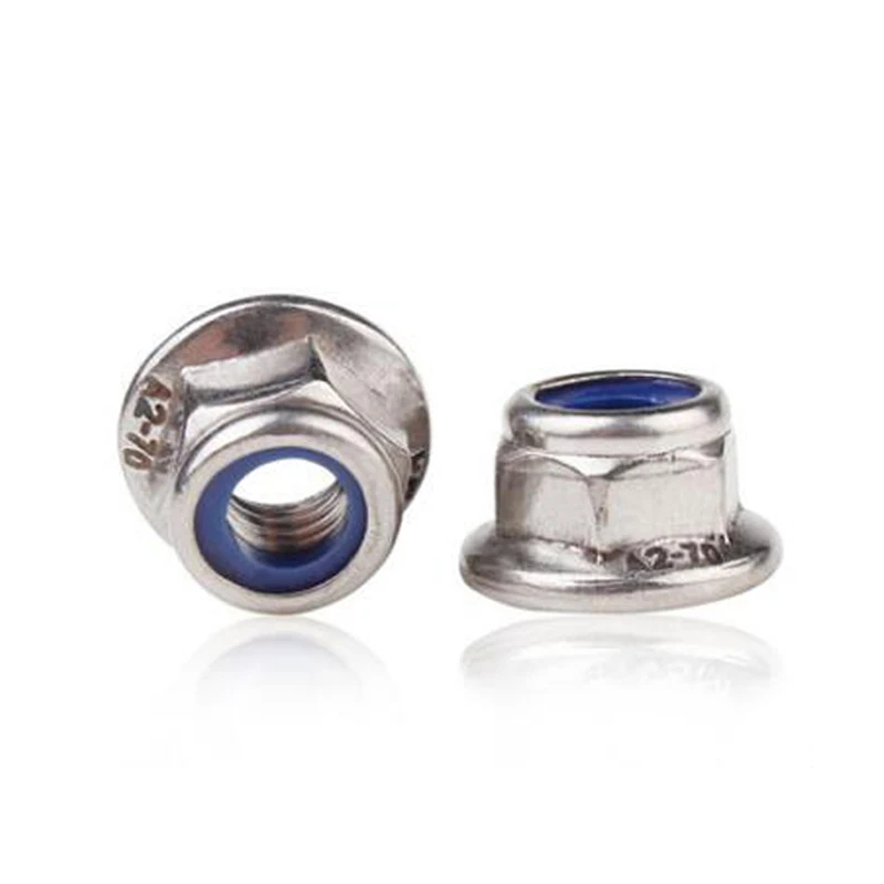 M4 M5 M6 M8 M10 M12 нейлоновая Стопорная гайка, Стопорная гайка, самостопорная гайка, нержавеющая сталь 304 нейлоновая Стопорная гайка с фланцем DIN6926