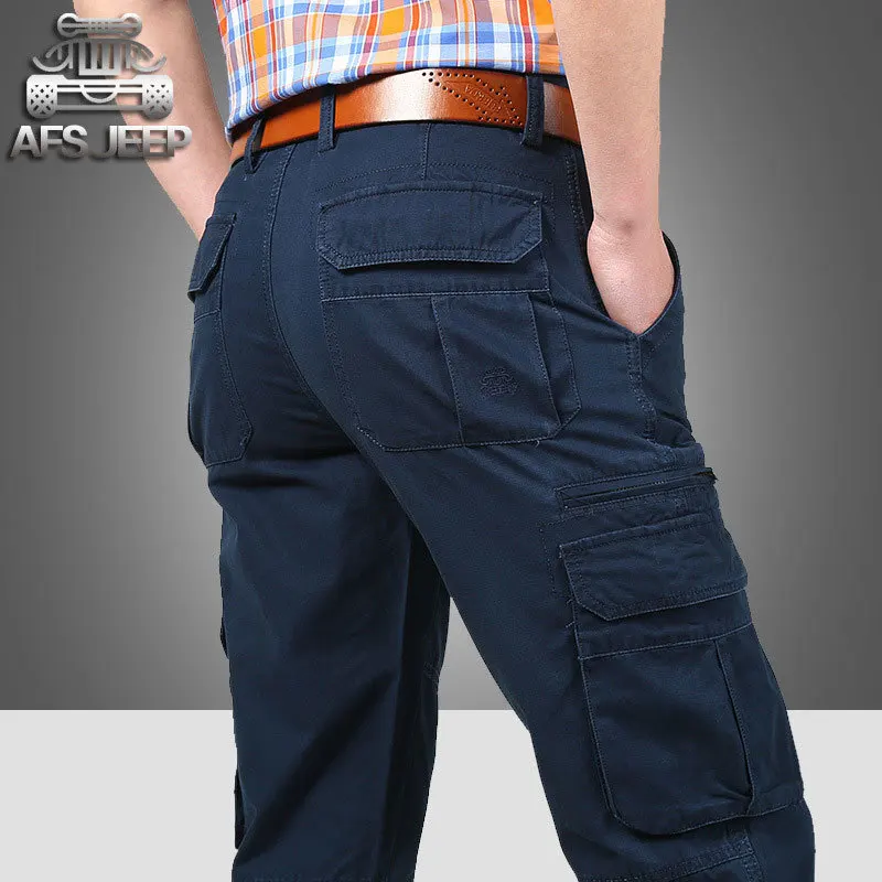 blue pants Брюки больших размеров Летние Осенние мужские хлопковые Длинные повседневные брюки мужские прямые Формальные модные брюки больших размеров alones цвета - Цвет: blue pants