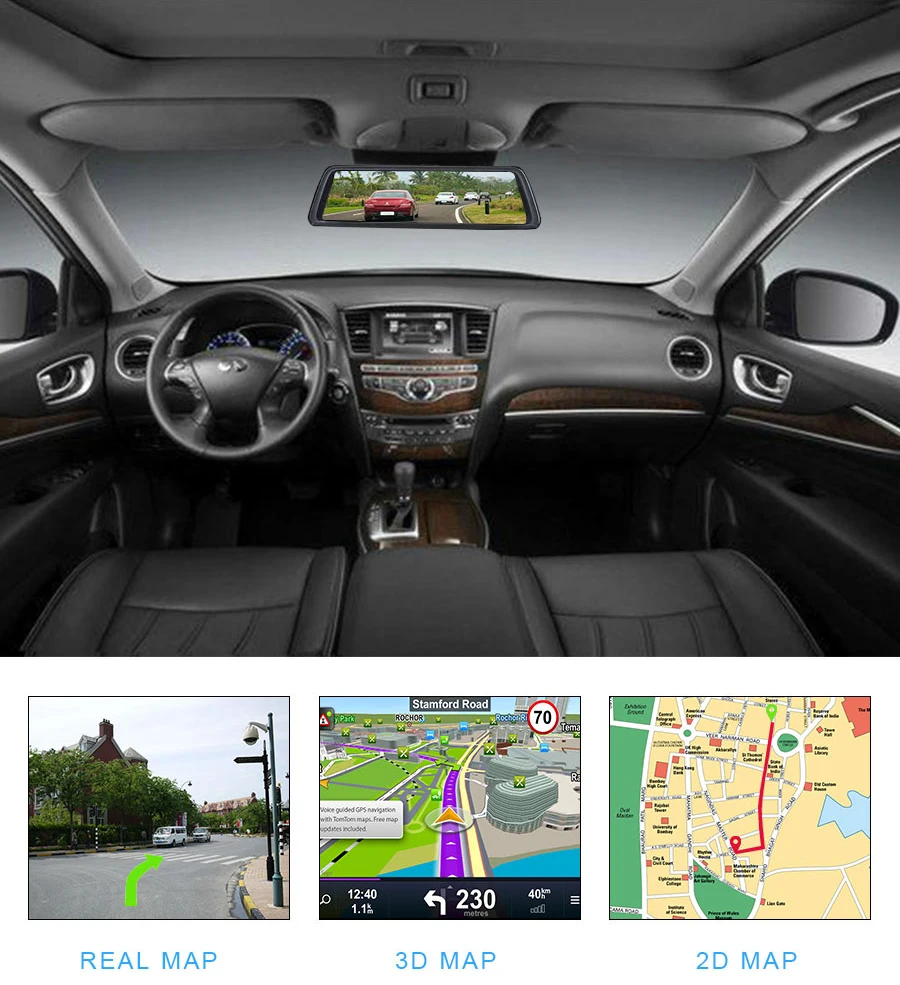Bluavido 1" зеркало 4G Android Автомобильная камера gps FHD 1080P для транспорта, с двумя объективами зеркало заднего вида видеорегистратор ADAS WIF с кронштейном