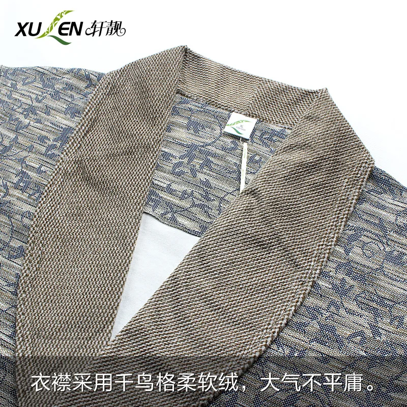 Для мужчин Весна осень bathrob хлопковый Халат Большие размеры банный домашний сна и