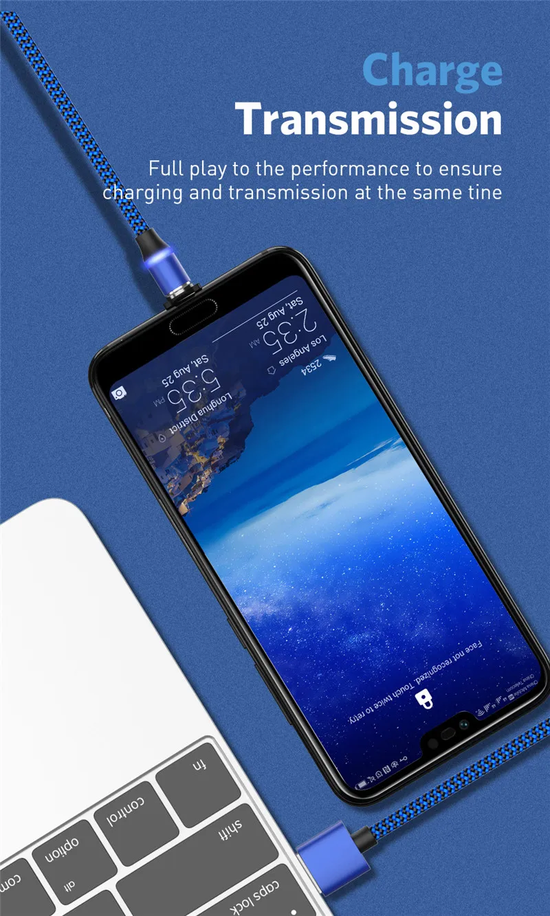 Moskado для iphone кабель Магнитный зарядный штекер нейлоновая плетеная ткань кабель Micro USB кабель usb type-C USB светодиодный цифровой шнур