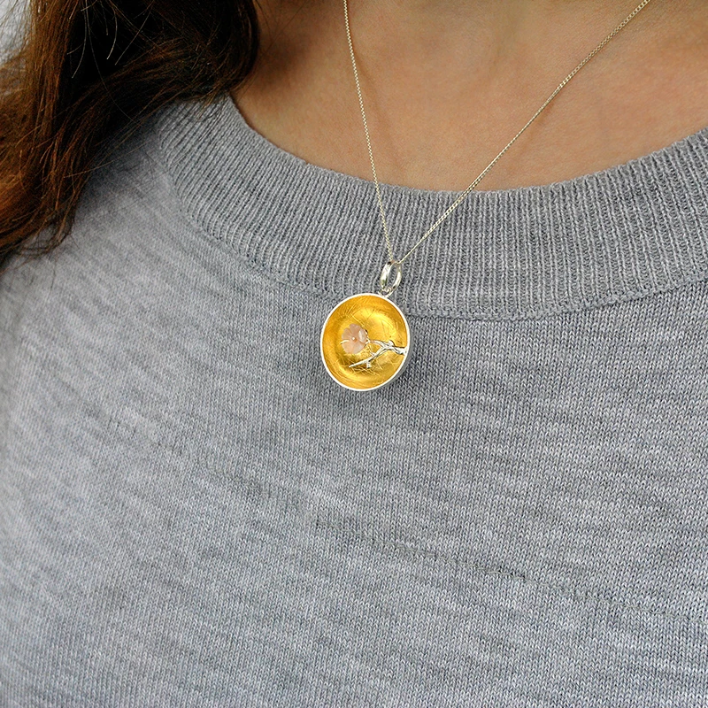 Lotus Fun реальные 925 Серебро Природный Shell ручной Fine Jewelry аромат Wintersweet кулон без