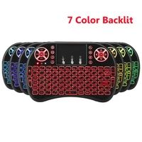 i8 keyboard backlit 7 colors english russian spanish 2 4ghz wireless keyboard air mouse touchpad for android 9 0 tv box t9
