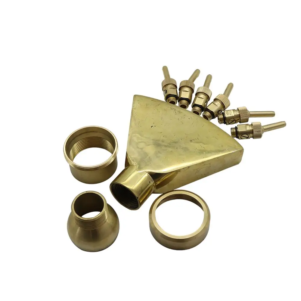 Brass Adjustable 1.5" Phoenix Tail Shaped Fountains Spray Head Scattering Nozzles With Valve Garden Landscape Pond Sprinklers