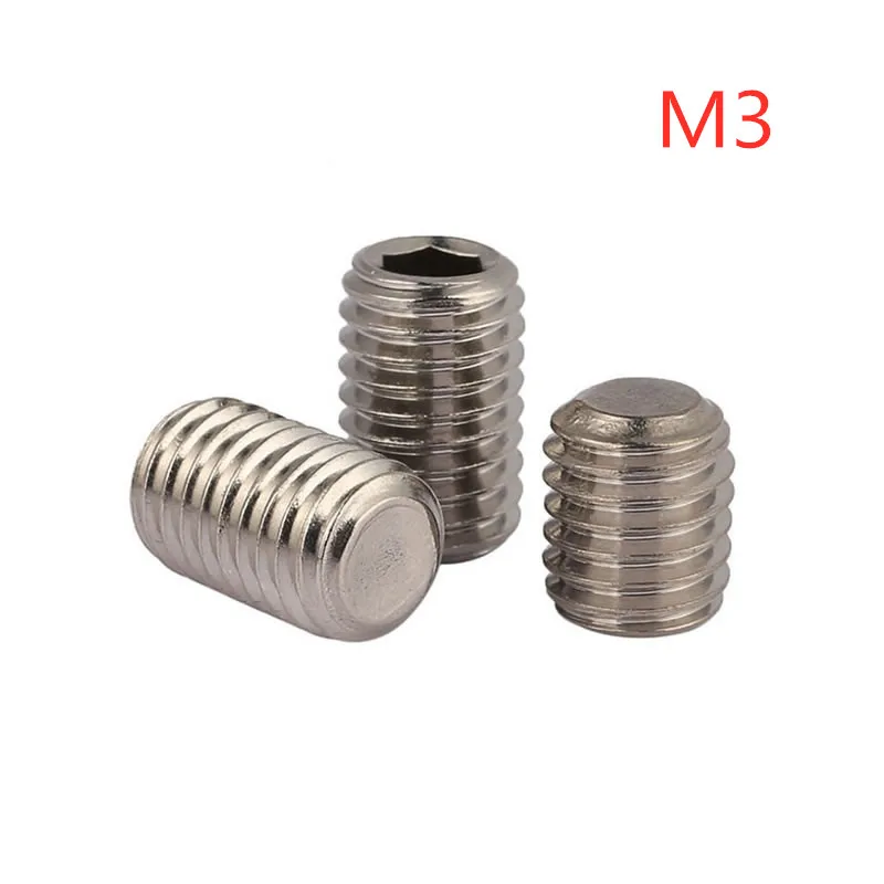 100 шт./лот M3 * 2/2.5/3/4/5/6/8/10/12/16/20/25/30/35/40 DIN913 шестигранный винт из нержавеющей стали с