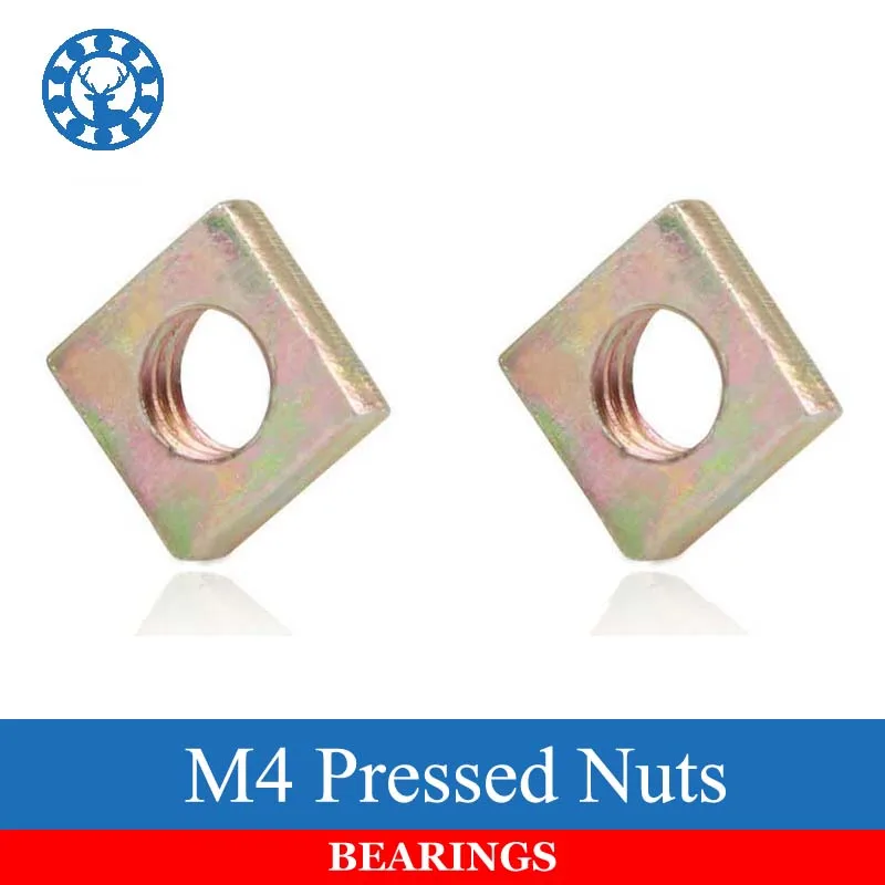 

50Pcs DIN562 M4 Color Zinc Plated Square Nuts Without Bevel Block Square Quadrangle Galvanized Pressed Nuts