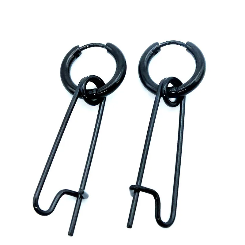 

1Pair Safety Pin Shape Earring Punk Style Cool Men Hoop Earring Fashion Unique Safety Pin Hoop Earring For Women