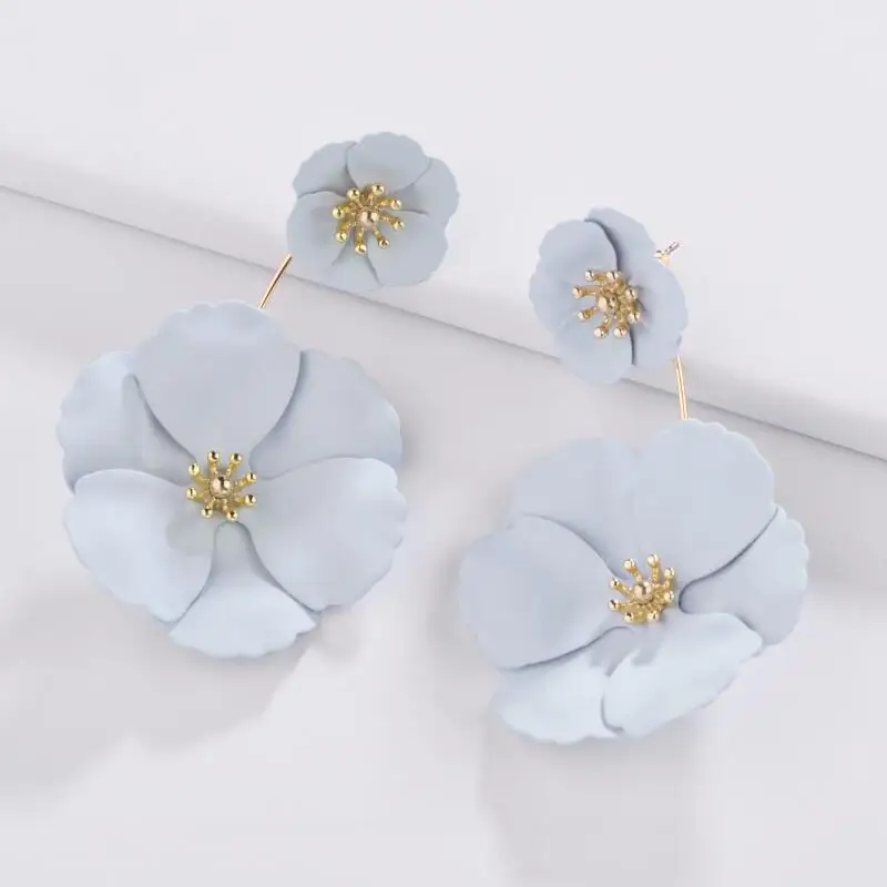 Блестящая сторона дизайн Мода Преувеличенные кристалл цветок серьги для женщин богемный стиль красочные серьги