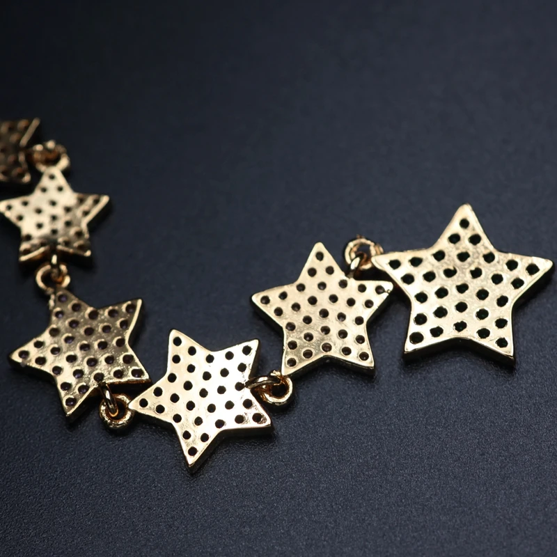 Женское длинное ожерелье с кулоном в форме звезды золотистого цвета кубическим