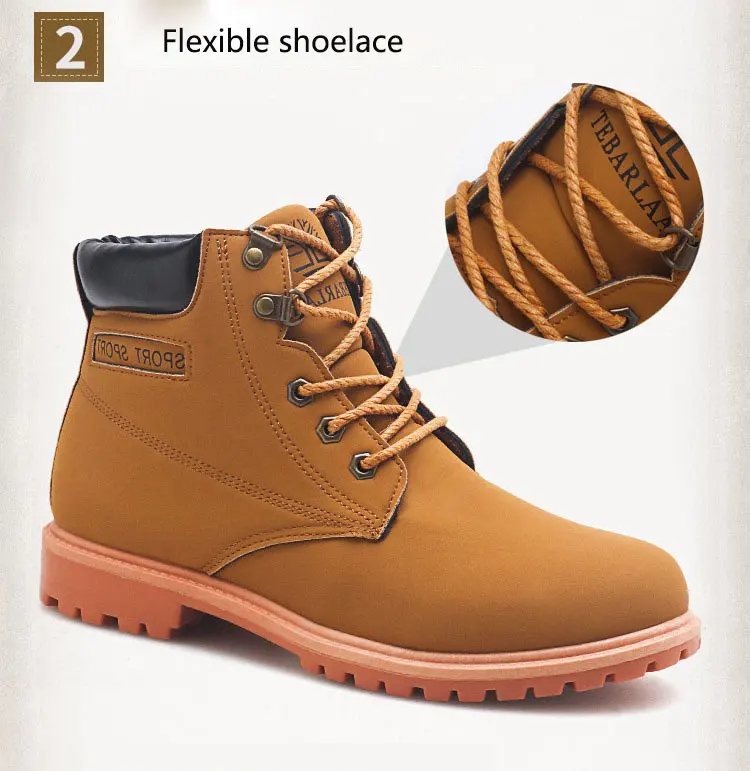 Autumn Men Ankle Boots Lace Up Men Fashion Mens Cowboy Boots Working Shoes Man Safety Timber Land Shoes Martin Army Boots