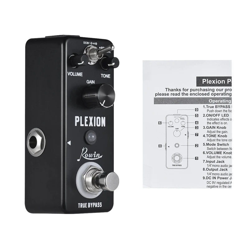 Rowin Plexion педаль искажений для гитары и басов с ярким нормальным режимом истинного