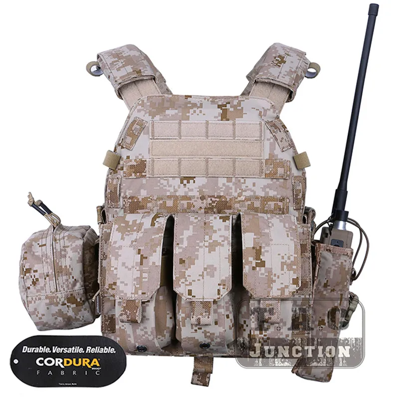 AOR1 EmersonTactical страйкбол Жилет Модульный MOLLE LBT 6094A тарелка Перевозчик с Тройным Mag Чехлы и радио мешок, аксессуары мешок EM7440 - Цвет: AOR1